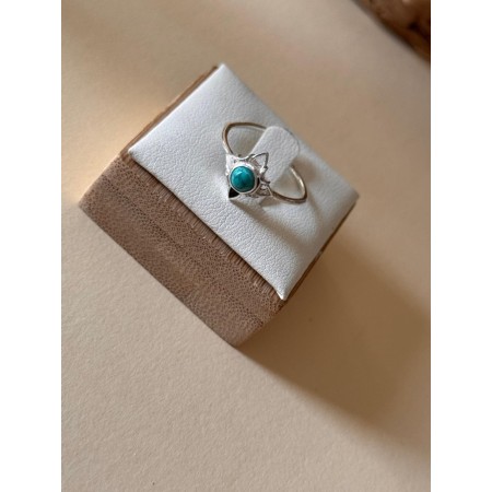 Anillo Nudo de Bruja  Piedra Turquesa- Plata de Ley