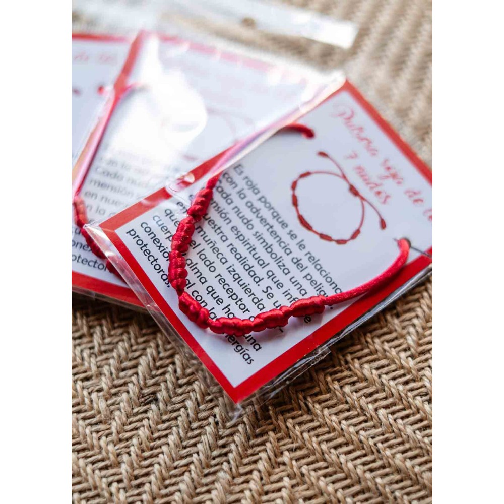 Pulsera Roja de 7 Nudos – Amuleto de Protección y Buena Suerte