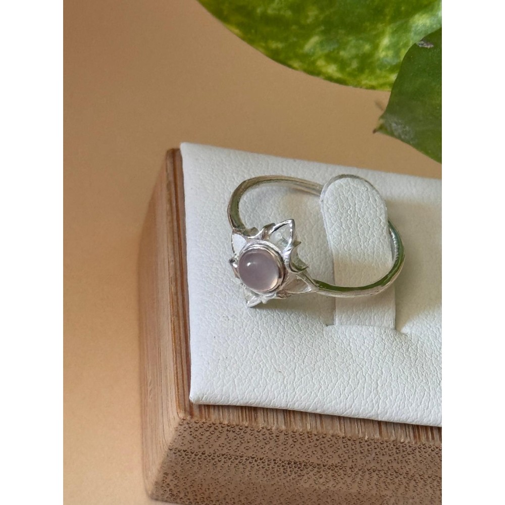 Anillo Nudo de Bruja piedra Cuarzo Rosa- Plata de Ley