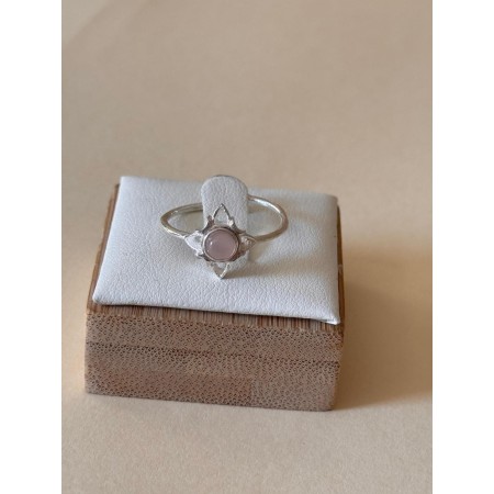 Anillo Nudo de Bruja piedra Cuarzo Rosa- Plata de Ley
