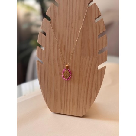 Medalla Milagrosa estilo Vintage con perlitas Rosas
