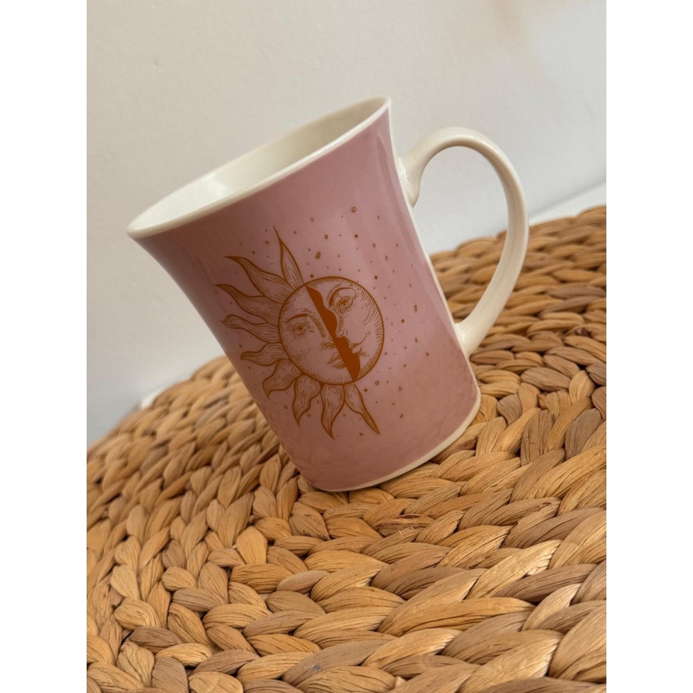 Taza Rosita con Sol y Luna – Energía, Armonía y Magia en tu Ritual Diario