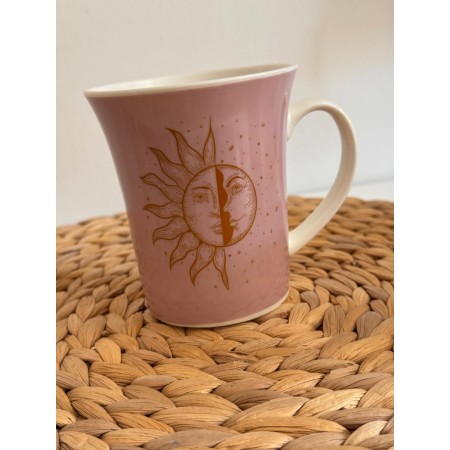 Taza Rosita con Sol y Luna – Energía, Armonía y Magia en tu Ritual Diario