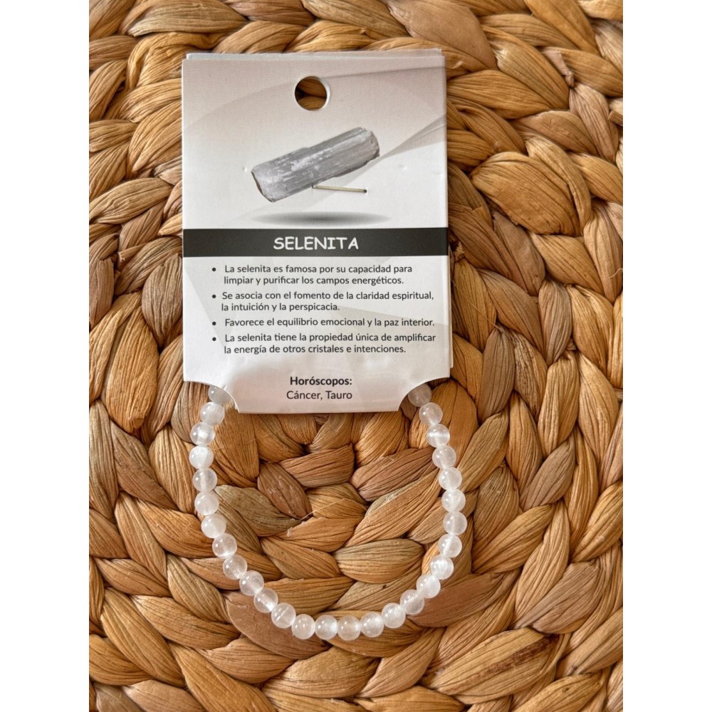 Pulsera Elástica de 5 mm en Piedra Natural de Selenita