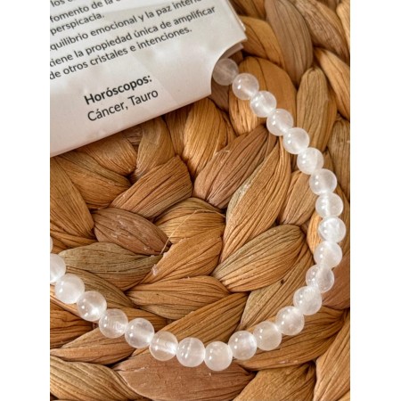 Pulsera Elástica de 5 mm en Piedra Natural de Selenita