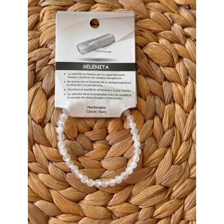 Pulsera Elástica de 5 mm en Piedra Natural de Selenita