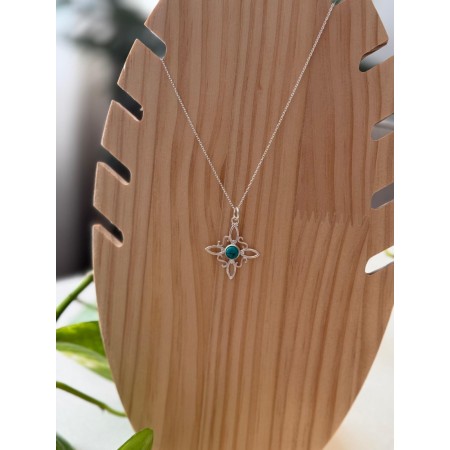 Collar Nudo de Bruja con piedra Turquesa - Plata de Ley