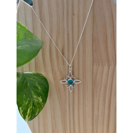 Collar Nudo de Bruja con piedra Turquesa - Plata de Ley