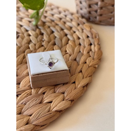 Anillo Nudo de Bruja con piedra Amatista - Plata de Ley
