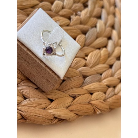 Anillo Nudo de Bruja con piedra Amatista - Plata de Ley