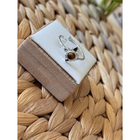 Anillo Nudo de Bruja con piedra Ojo de Tigre - Plata de Ley