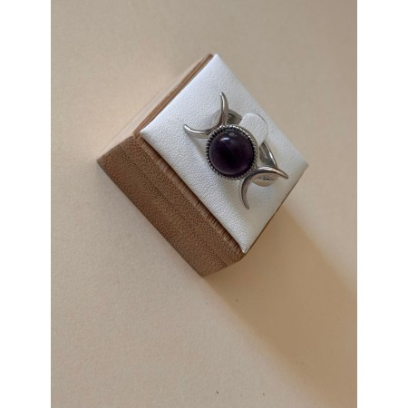 Anillo Triple Luna  Amatista- Latón