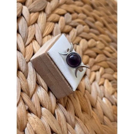 Anillo Triple Luna  Amatista- Latón