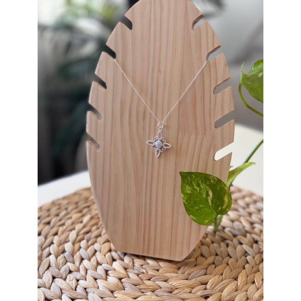 Collar Nudo de Bruja con piedra Luna - Plata de Ley